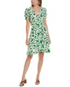 Diane Von Furstenberg Queena Floral-print Cotton-blend Poplin Midi Shirt Dress In Green
