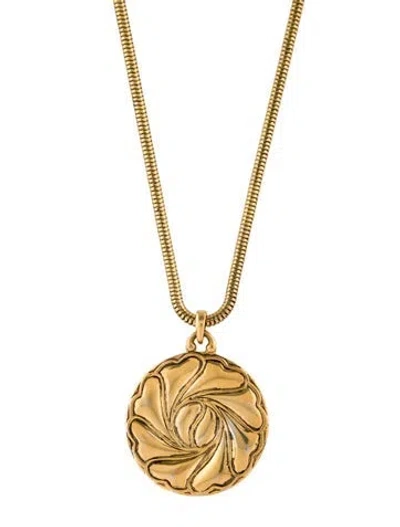 Pre-owned Diane Von Furstenberg Enamel Pendant Necklace, 32.25" In Black