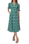 DIANE VON FURSTENBERG ERICA CHECK STRETCH COTTON MIDI DRESS