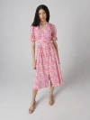 Diane Von Furstenberg Erica Puff-sleeve Cotton Midi Dress In Tiny Kupang Pink