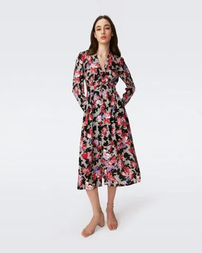 Diane Von Furstenberg Erica Long Sleeve Midi Dress In Odette Floral