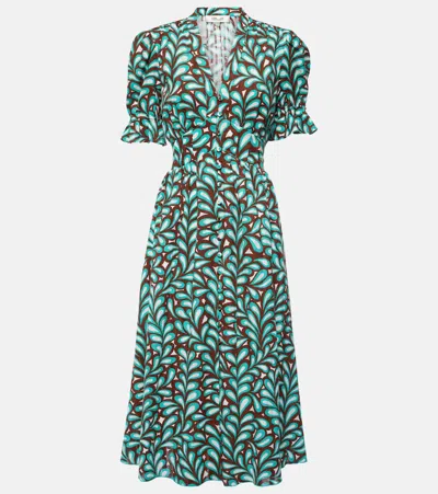 DIANE VON FURSTENBERG ERICA PRINTED COTTON MIDI DRESS