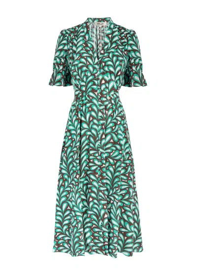 Diane Von Furstenberg Erica Printed Cotton Midi Dress In Multicoloured