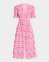 Diane Von Furstenberg Erica Puff-sleeve Cotton Midi Dress In Kupang Small Pink