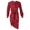 Diane Von Furstenberg Evania Gathered Printed Wrap Dress In Red Viscose In Red