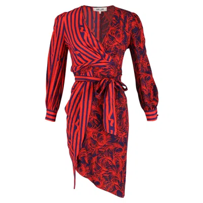 Diane Von Furstenberg Evania Gathered Printed Wrap Dress In Red Viscose