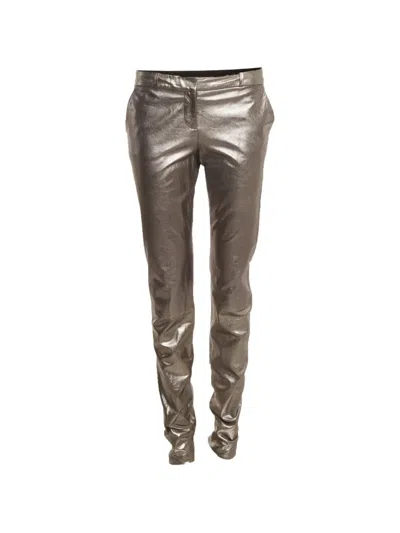 Pre-owned Diane Von Furstenberg Everly Coated Trousers In Silver