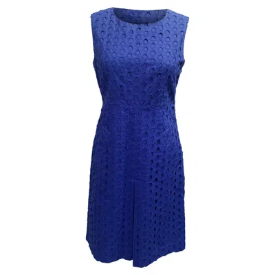 Diane Von Furstenberg Eyelet Mini Dress In Blue Cotton