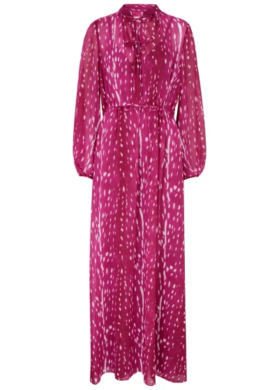 Diane Von Furstenberg Fabien Printed Chiffon Maxi Dress In Fuchsia