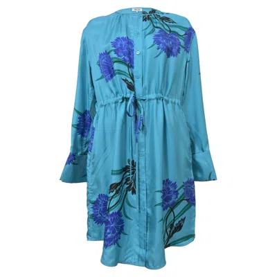 Diane Von Furstenberg Farren Print Shirt Dress In Blue Silk