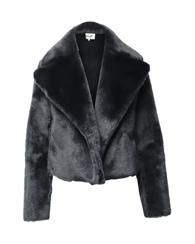 Diane Von Furstenberg Faux Fur Cropped Jacket In Black Acrylic