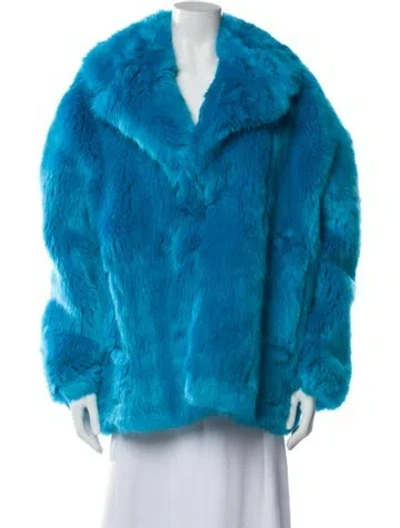Pre-owned Diane Von Furstenberg Faux Fur Faux Fur Jacket W/ Tags In Blue