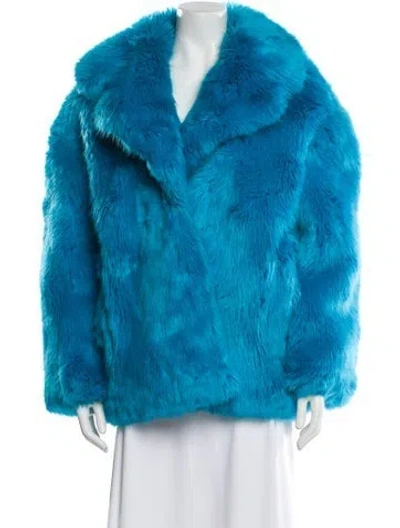 Pre-owned Diane Von Furstenberg Faux Fur Jacket In Blue
