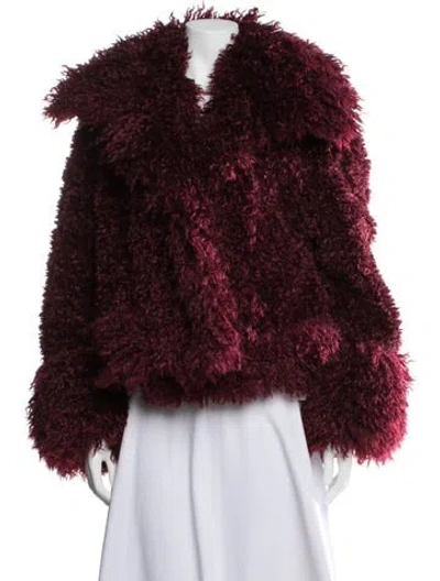 Pre-owned Diane Von Furstenberg Faux Fur Jacket In Red