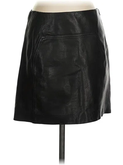Pre-owned Diane Von Furstenberg Faux Leather Skirt In Black