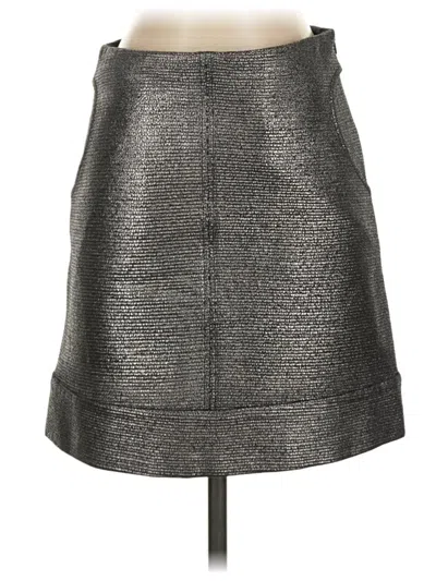 Pre-owned Diane Von Furstenberg Faux Leather Skirt In Silver