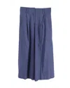 Diane Von Furstenberg Flared Cropped Trousers In Blue Linen In Blue