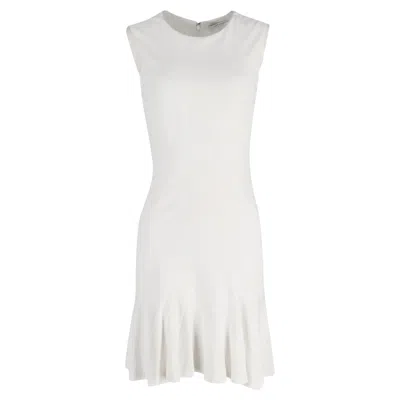 Diane Von Furstenberg Flared Hem Sleeveless Dress In White Viscose