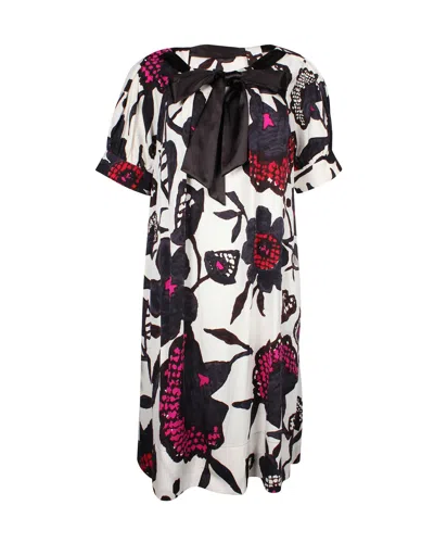 Diane Von Furstenberg Floral Bow Dress In Multicolor Silk