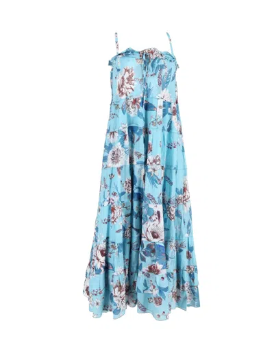 Diane Von Furstenberg Floral Convertible Maxi Dress In Blue Silk