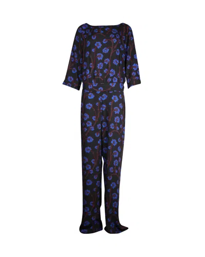 Diane Von Furstenberg Floral Jumpsuit In Multicolor Polyester In Black