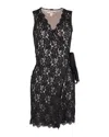 Diane Von Furstenberg Floral Lace Sleeveless Wrap In Black Rayon In Black