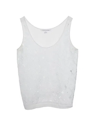 Pre-owned Diane Von Furstenberg Floral Lace Tank Top In White