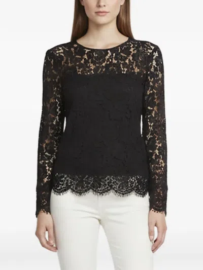 Pre-owned Diane Von Furstenberg Floral Lace Top In Black