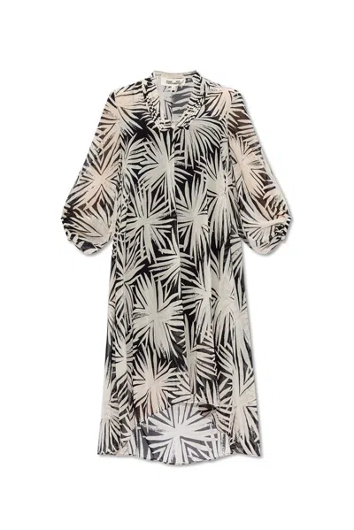 Diane Von Furstenberg Floral Pattern Dress In Beige