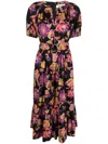 Diane Von Furstenberg Floral-print Belted-waist Dress In Black