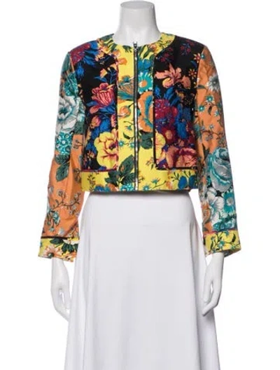 Pre-owned Diane Von Furstenberg Floral Print Bomber Jacket In Multicolor