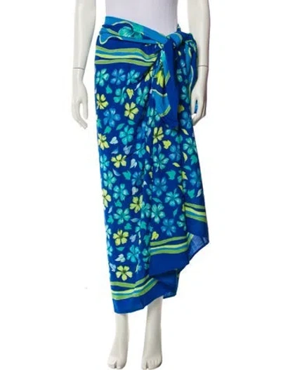 Pre-owned Diane Von Furstenberg Floral Print Cover-up In Blue