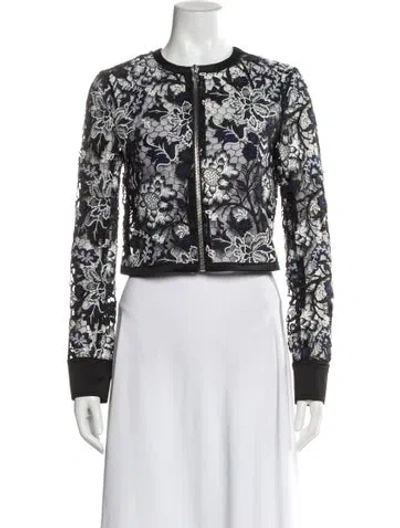 Pre-owned Diane Von Furstenberg Floral Print Evening Jacket In Blue