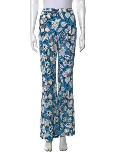Pre-owned Diane Von Furstenberg Floral Print Flared Pants In Blue