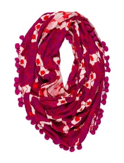Pre-owned Diane Von Furstenberg Floral Print Infinity Scarf In Red