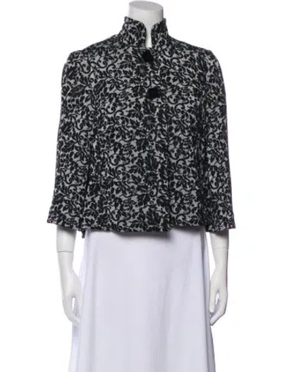 Pre-owned Diane Von Furstenberg Floral Print Jacket In Black