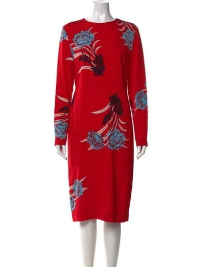Pre-owned Diane Von Furstenberg Floral Print Knee-length Dress In Red