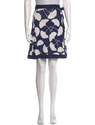 Pre-owned Diane Von Furstenberg Floral Print Knee-length Skirt In Blue