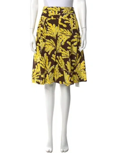 Pre-owned Diane Von Furstenberg Floral Print Knee-length Skirt In Brown