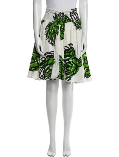 Pre-owned Diane Von Furstenberg Floral Print Knee-length Skirt In White