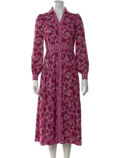 Pre-owned Diane Von Furstenberg Floral Print Long Dress In Pink
