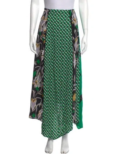 Pre-owned Diane Von Furstenberg Floral Print Long Skirt W/ Tags In Green