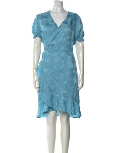 Pre-owned Diane Von Furstenberg Floral Print Midi Length Dress In Blue
