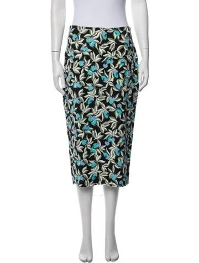 Pre-owned Diane Von Furstenberg Floral Print Midi Length Skirt In Black
