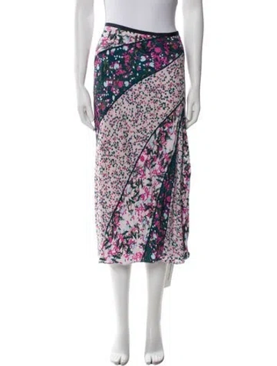 Pre-owned Diane Von Furstenberg Floral Print Midi Length Skirt In Pink