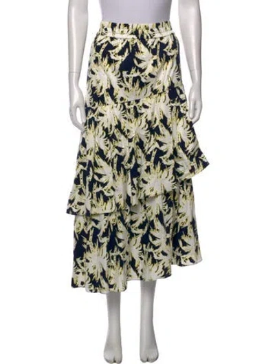 Pre-owned Diane Von Furstenberg Floral Print Midi Length Skirt W/ Tags In Neutral