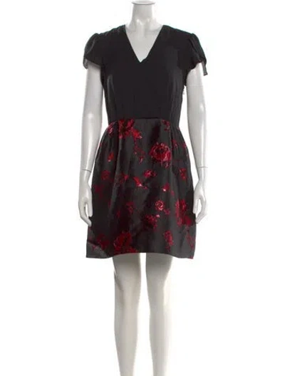 Pre-owned Diane Von Furstenberg Floral Print Mini Dress In Black