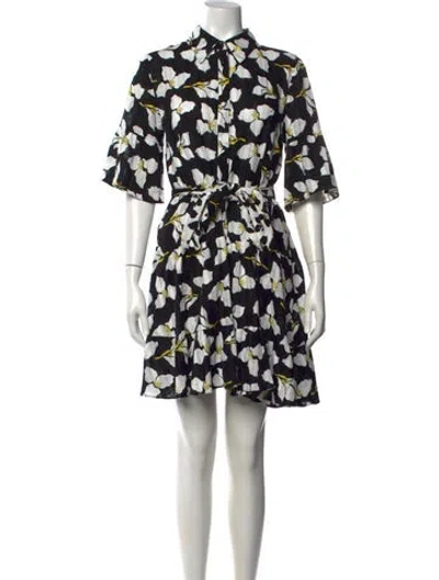 Pre-owned Diane Von Furstenberg Floral Print Mini Dress In Black