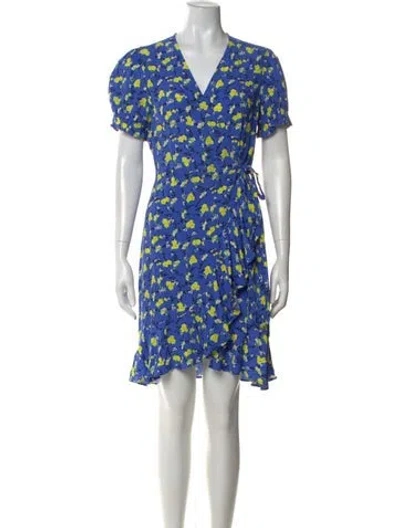 Pre-owned Diane Von Furstenberg Floral Print Mini Dress In Blue