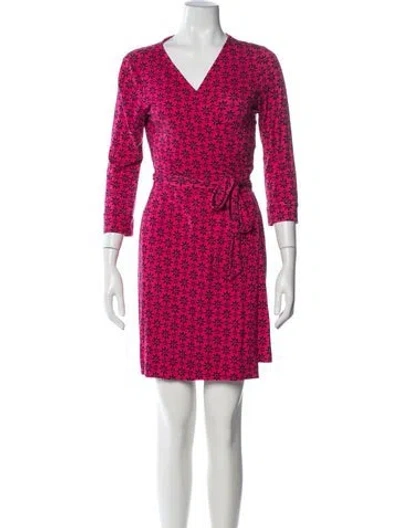 Pre-owned Diane Von Furstenberg Floral Print Mini Dress In Pink